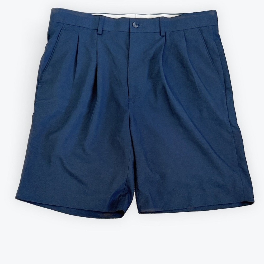 Louis Raphael Golf Mens Navy Blue Double Pleated Shorts Size 34 Polyester